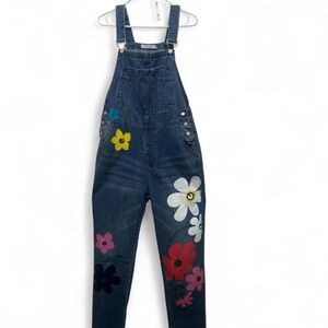 Floral Denim Overalls size Medium NWT Y2K Style